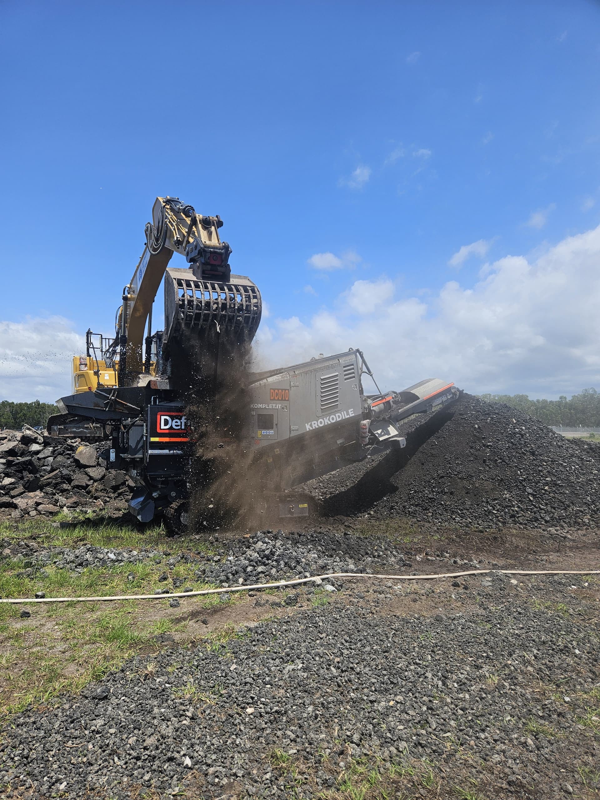 Concrete crushing and material recycling on a Sydney construction site